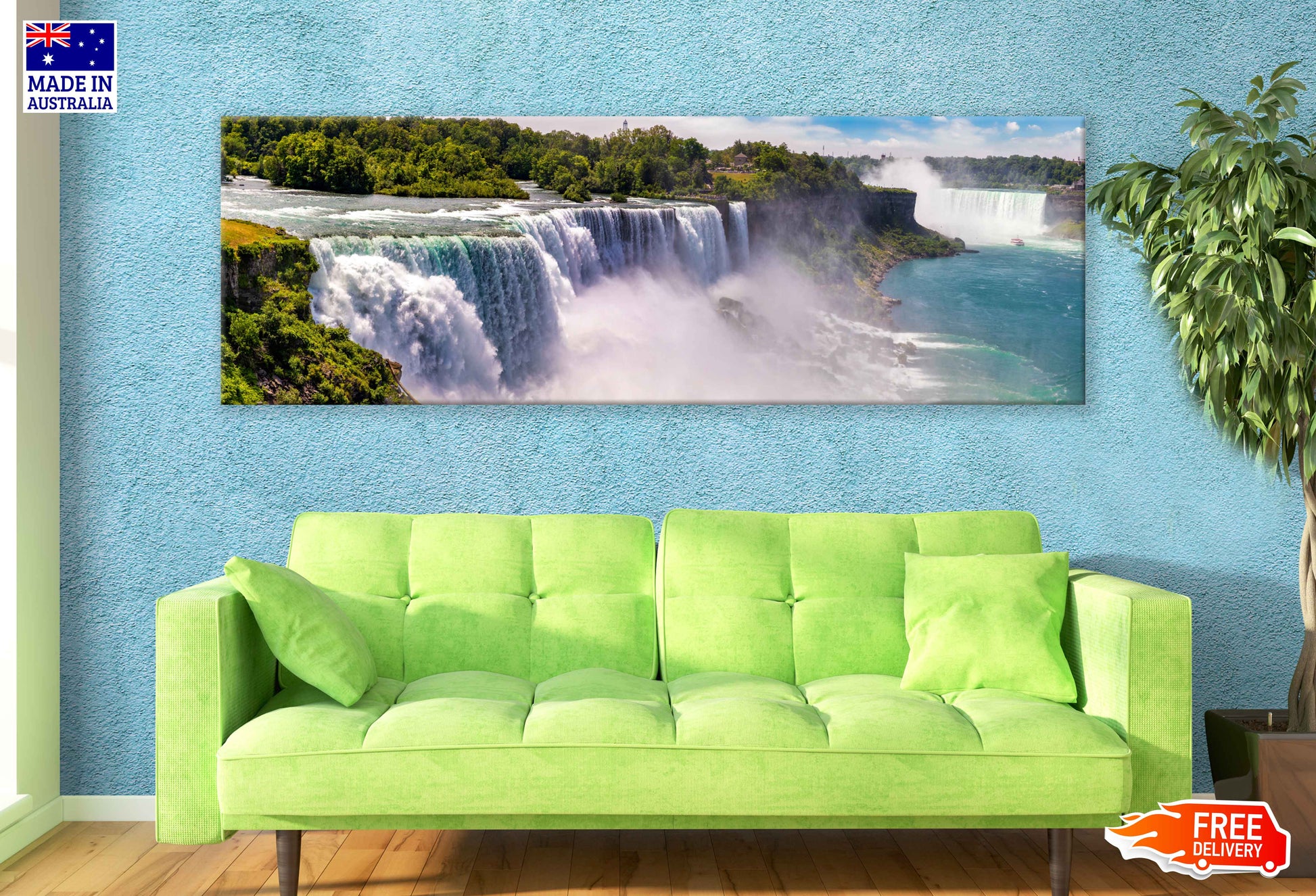 Panoramic Canvas Niagara Fall Scenery View Photograph High Quality 100% Australian Made Wall Canvas Print Ready to Hang