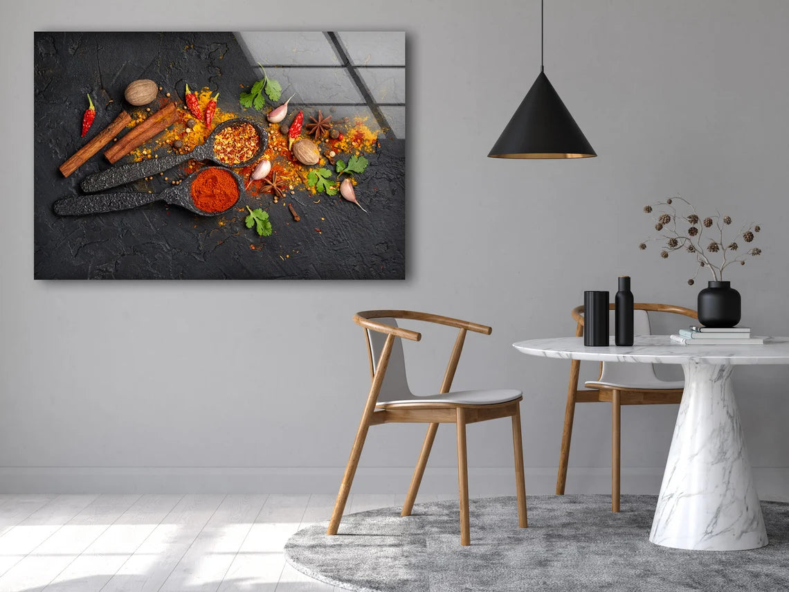 Spices & Spoons on Table Photograph Acrylic Glass Print Tempered Glass Wall Art 100% Made in Australia Ready to Hang