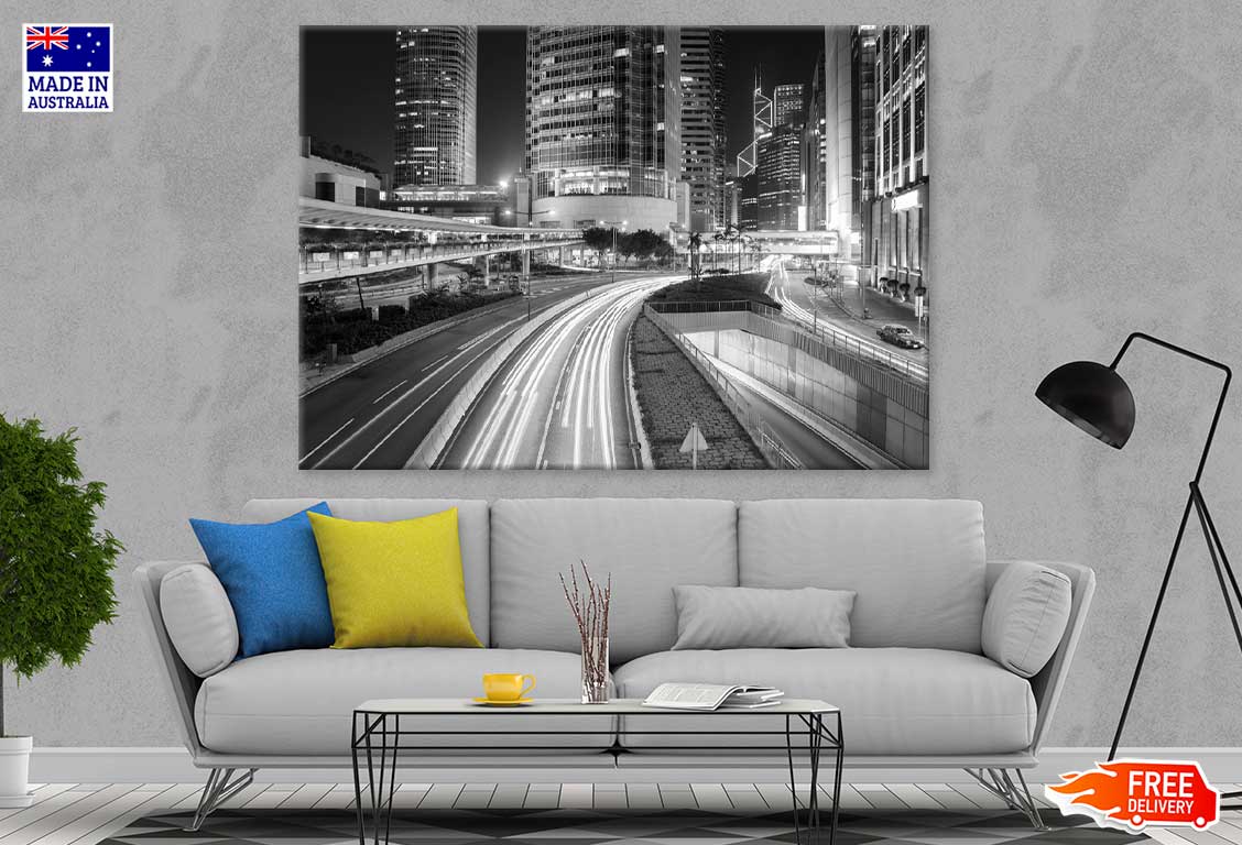 Hong Kong City Road B&W View Photograph Print 100% Australian Made