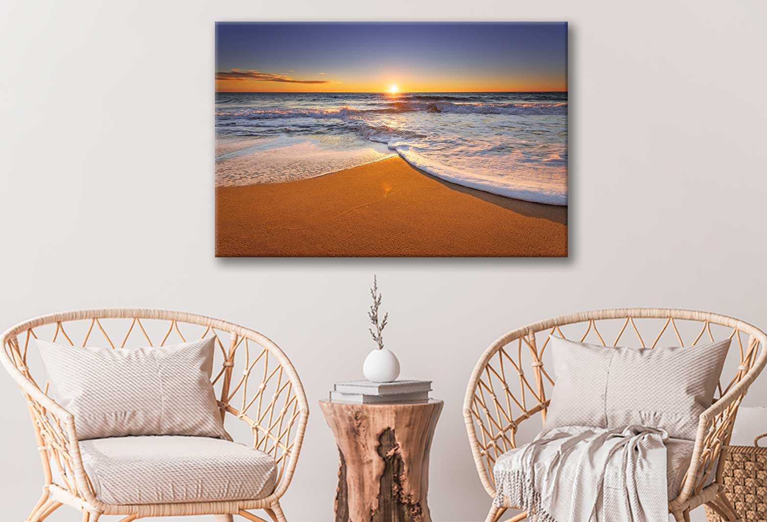 Bella Home Ocean Waves & Seashore Sunset Print Canvas Ready to hang