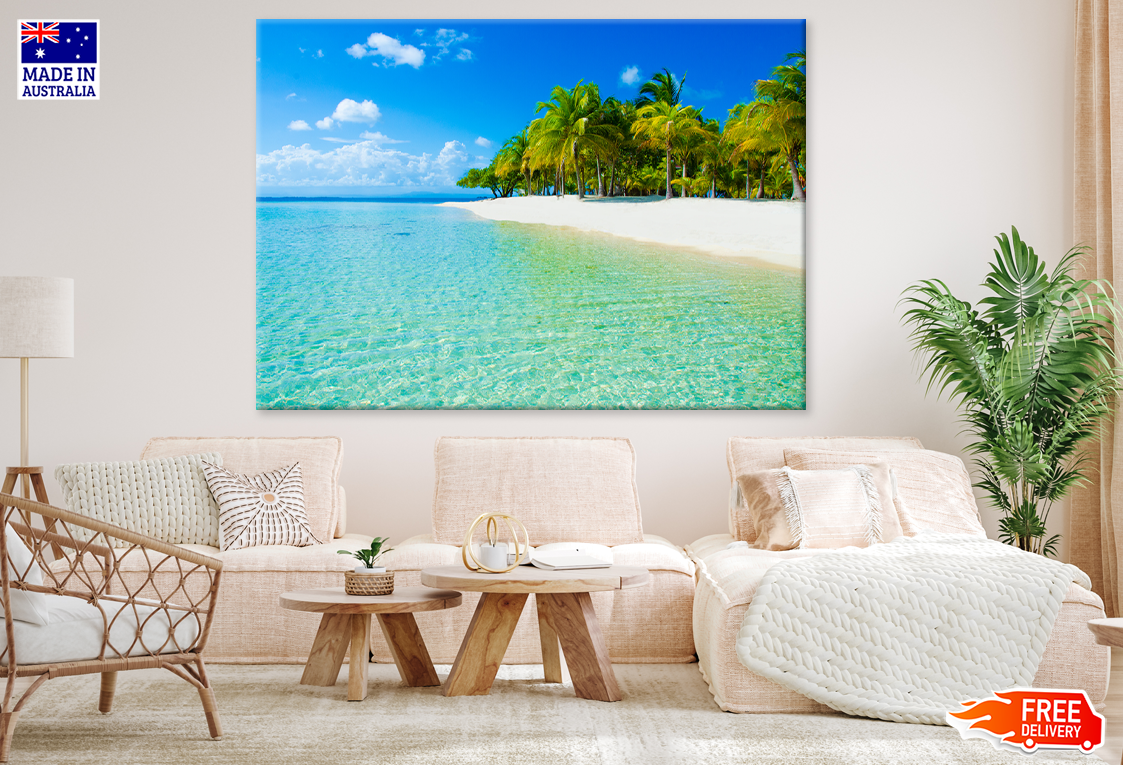 Palm Trees & Sea Aerial View Print 100% Australian Made