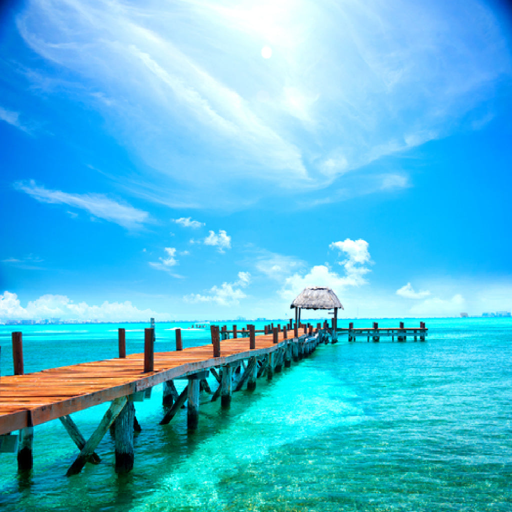 Square Canvas Resort Jetty near Cancun View Photograph High Quality Print 100% Australian Made