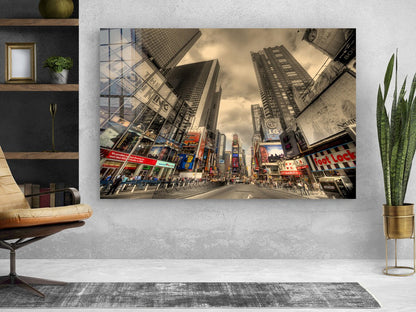 City Street Cloudy Sky Print Tempered Glass Wall Art 100% Made in Australia Ready to Hang