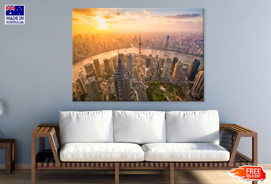 Downtown Shanghai Skyline View Photograph Print 100% Australian Made