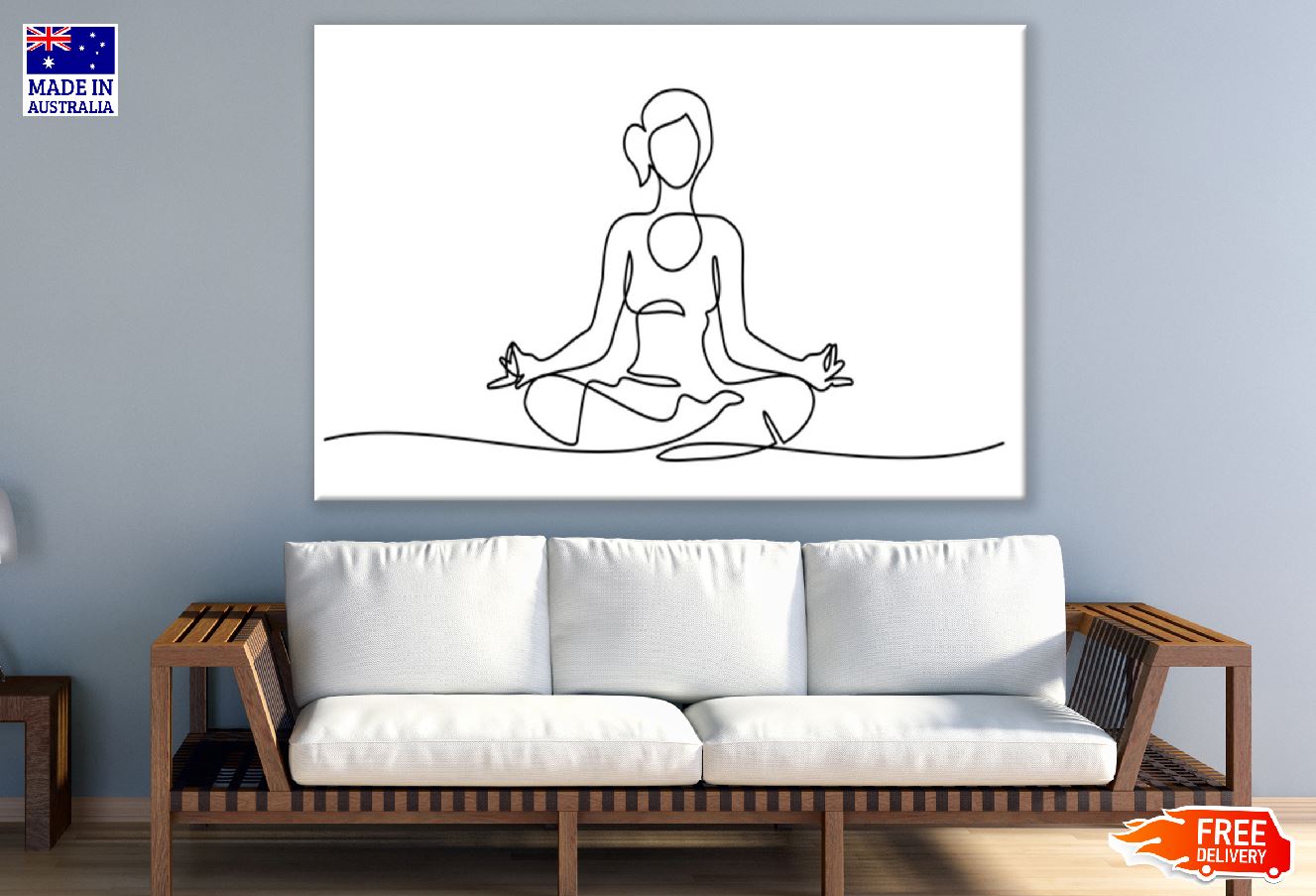 Woman Meditating B&W Line Art Design Print 100% Australian Made