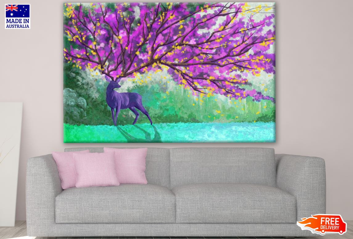 Floral Tree on a Deer Painting Print 100% Australian Made