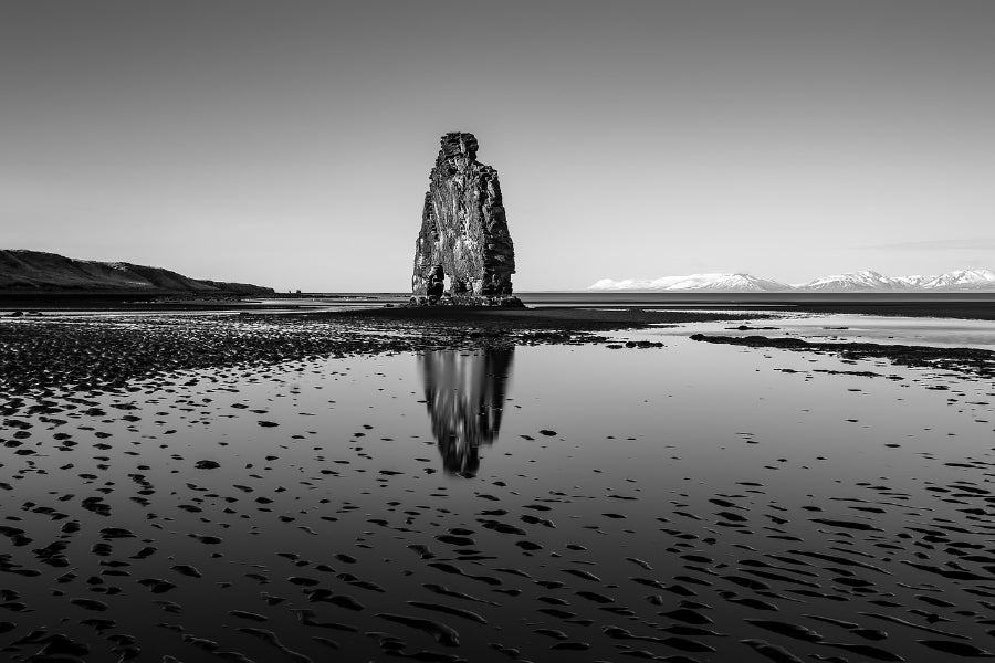 Hvitserkur Beach in Iceland B&W Photograph Print 100% Australian Made