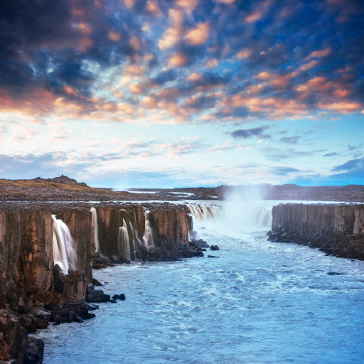 Square Canvas Views of Selfoss Waterfall High Quality Print 100% Australian Made