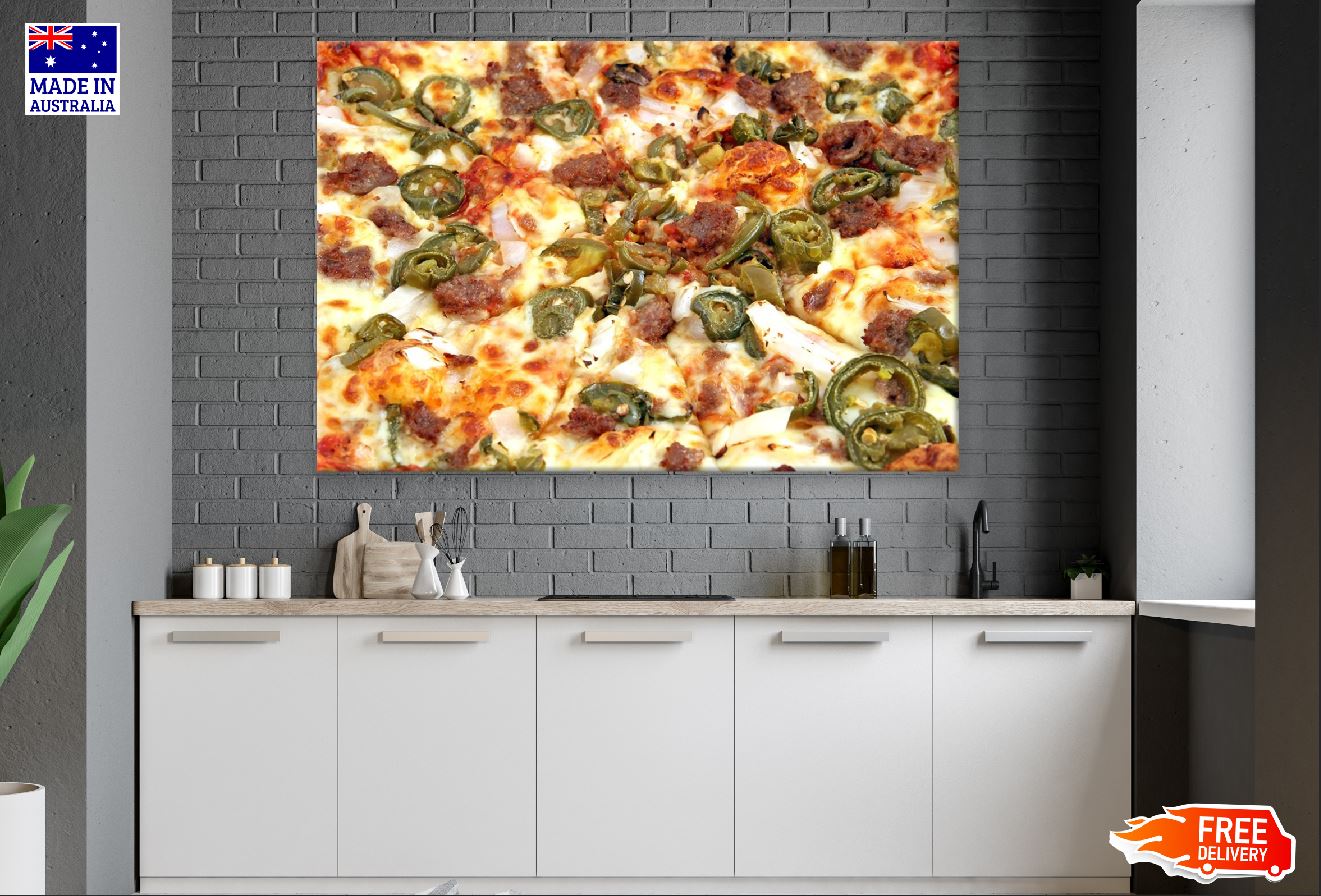 Jalapeno and Beef Pizza Closeup Photograph Print 100% Australian Made