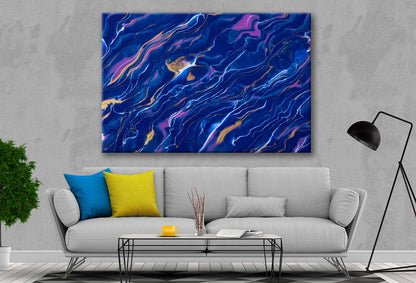 Bella Home Navy Blue & Purple Abstract Art Print Canvas Ready to hang