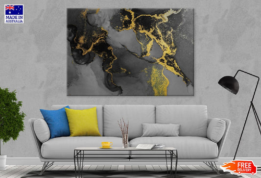 Black with Gold Splash Abstract Design Print 100% Australian Made