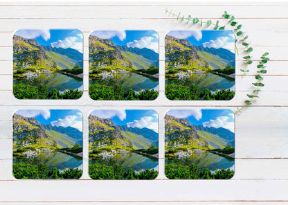 Mountain Landscape With Lake in Slovakia Coasters Wood & Rubber - Set of 6 Coasters