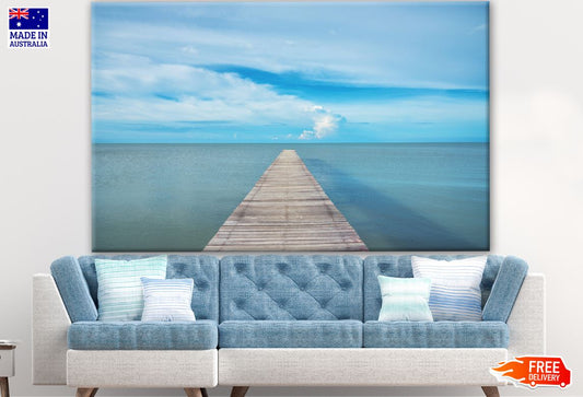 Wooden Pier Over Blue Beach Scenery Photograph Print 100% Australian Made