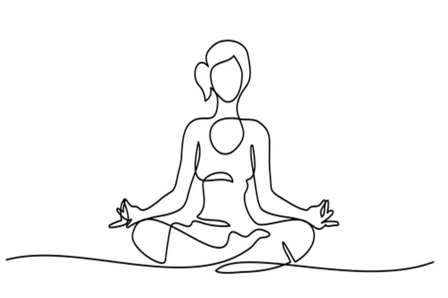 Woman Meditating B&W Line Art Design Print 100% Australian Made