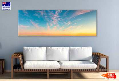 Panoramic Canvas Clouds Sunset Sky Scenery Photograph High Quality 100% Australian Made Wall Canvas Print Ready to Hang