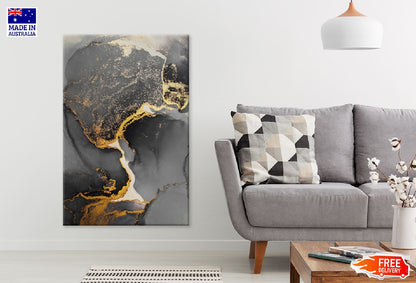 Dark Gold Splash & Black Abstract Design Print 100% Australian Made