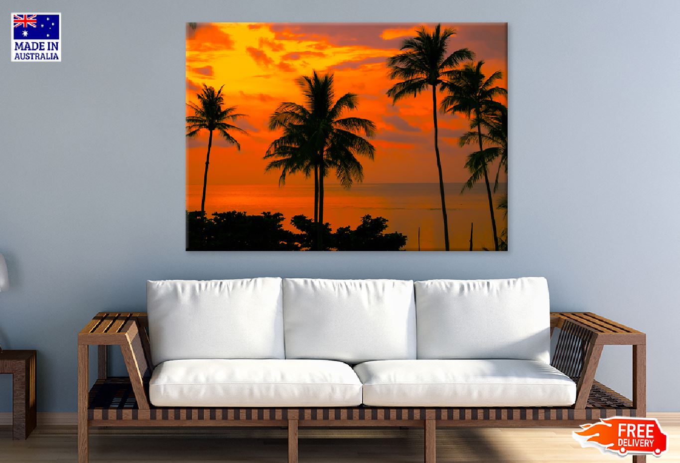 Palm Trees Near Sea Sunset View Photograph Print 100% Australian Made