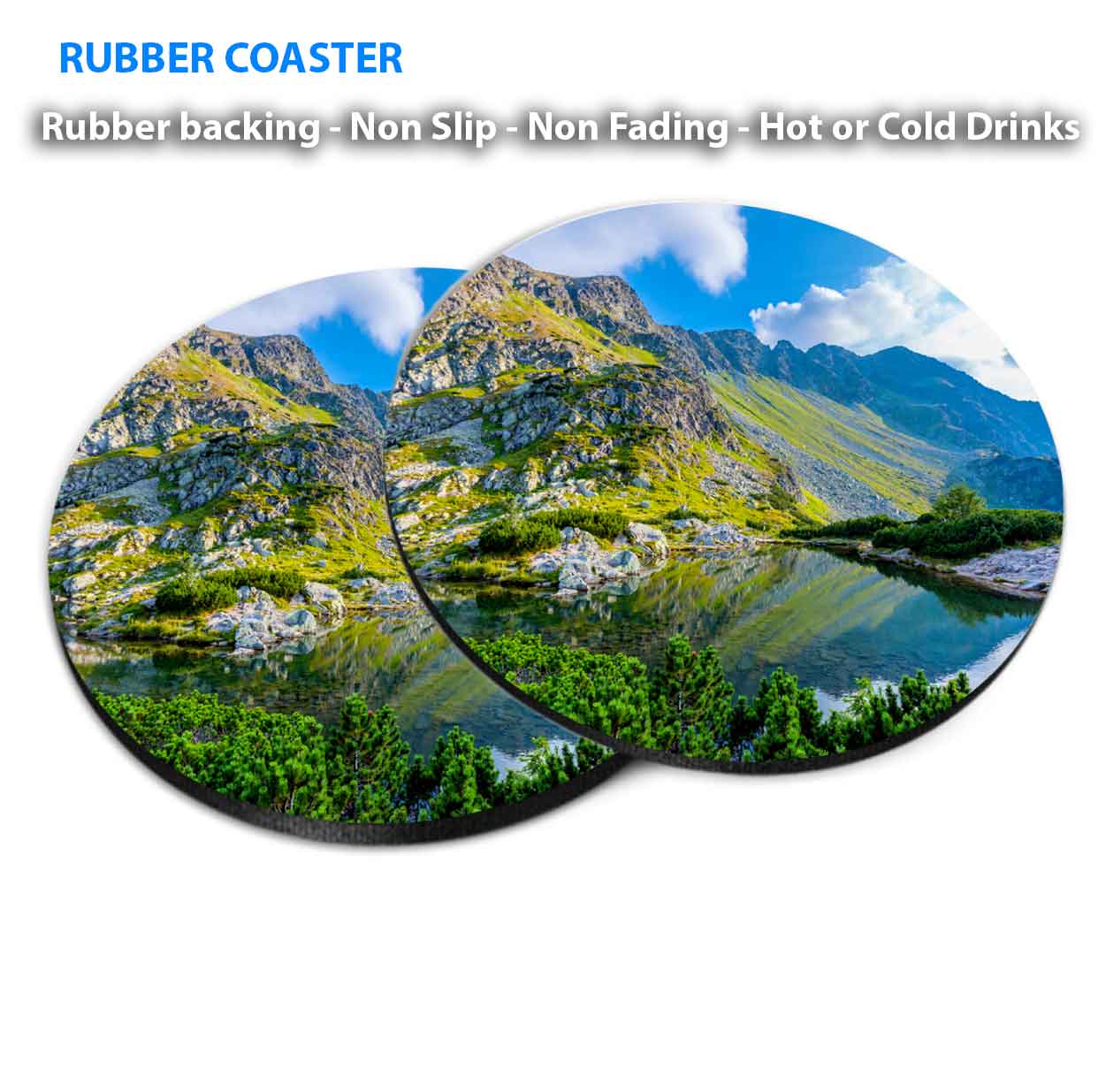 Mountain Landscape With Lake in Slovakia Coasters Wood & Rubber - Set of 6 Coasters
