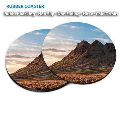 The Southwest Face of Mt. Butler Coasters Wood & Rubber - Set of 6 Coasters