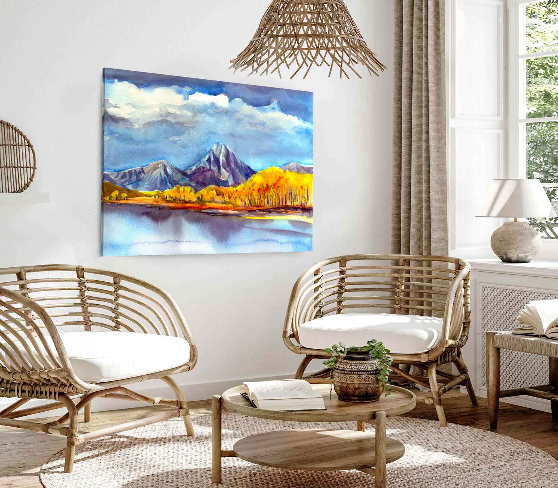 Bella Home Snowy Mountain Range Oil Painting Print Canvas Ready to hang