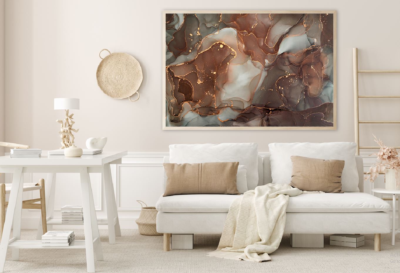 Grey Brown & Gold Fluid Abstract Design Home Decor Premium Quality Poster Print Choose Your Sizes