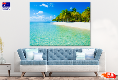 Palm Trees & Sea Aerial View Print 100% Australian Made