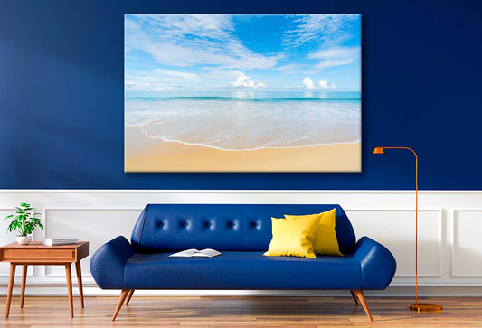 Bella Home Sand Beach & Blue Sky View Print Canvas Ready to hang