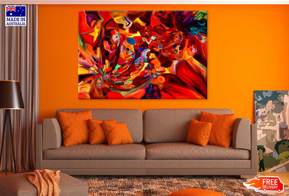 Red Orange Liquid Abstract Design Print 100% Australian Made