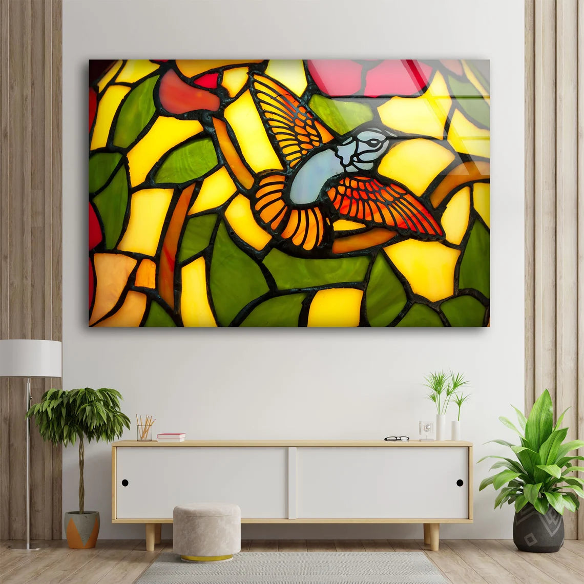 Bird & Shapes Abstract Design Acrylic Glass Print Tempered Glass Wall Art 100% Made in Australia Ready to Hang