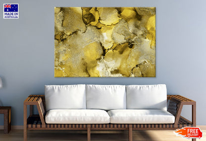 Yellow Gold Alcohol Ink Abstract Design Print 100% Australian Made