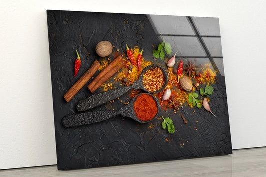 Spices & Spoons on Table Photograph Acrylic Glass Print Tempered Glass Wall Art 100% Made in Australia Ready to Hang