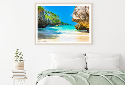 Rocky Beach with Palm Trees View Photograph Home Decor Premium Quality Poster Print Choose Your Sizes