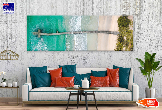 Panoramic Canvas Bang Bao Sea Pier View Photograph High Quality 100% Australian Made Wall Canvas Print Ready to Hang