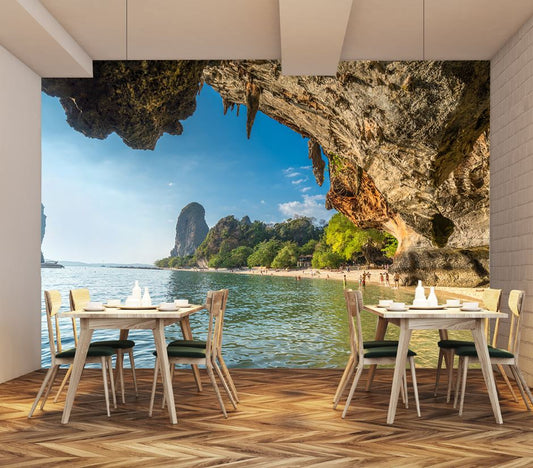 Wallpaper Murals Peel and Stick Removable Beach Cave High Quality