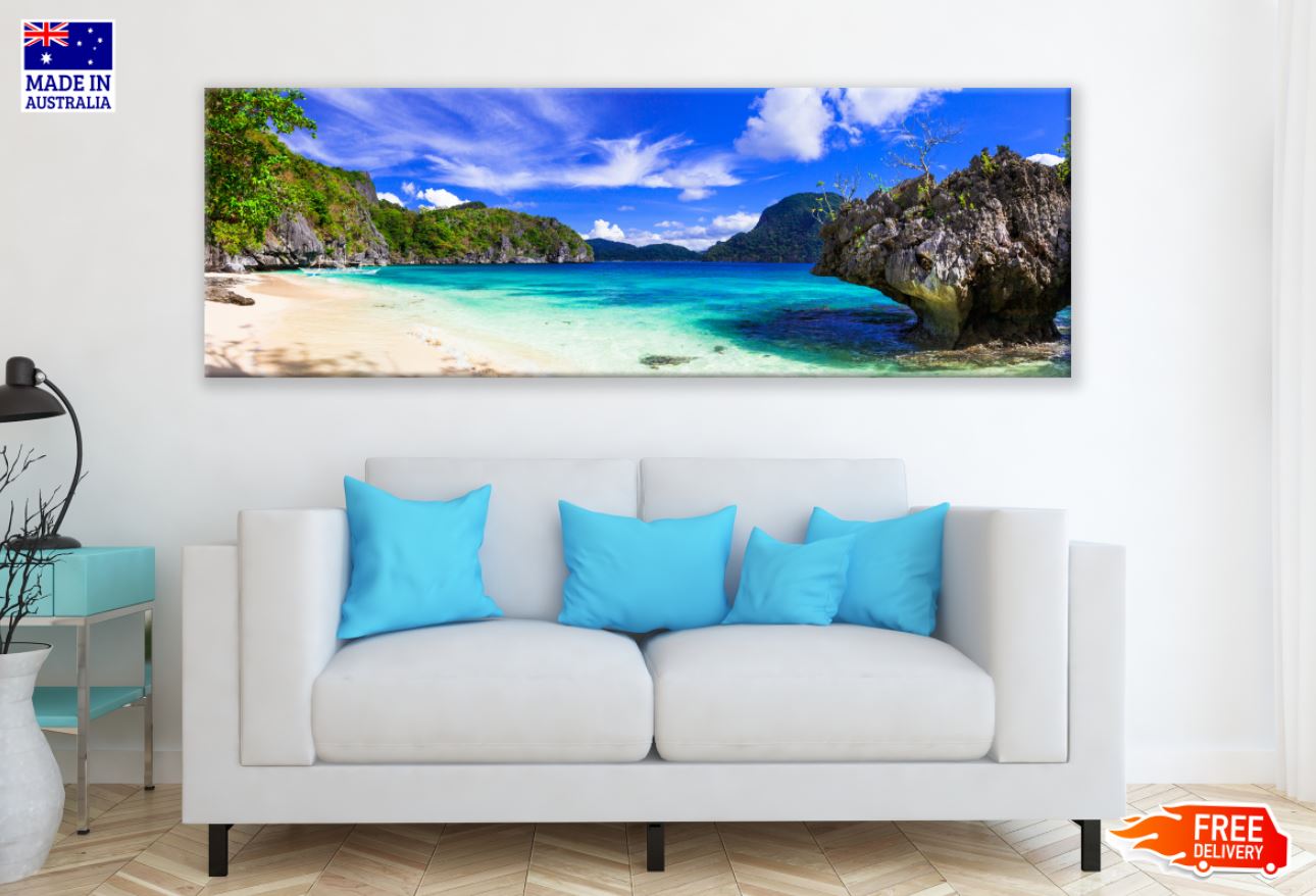 Panoramic Canvas Stunning Sea Scenery Photograph High Quality 100% Australian made wall Canvas Print ready to hang