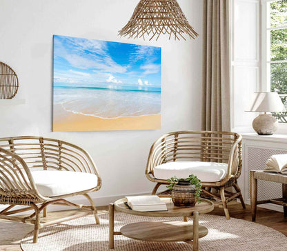 Bella Home Sand Beach & Blue Sky View Print Canvas Ready to hang