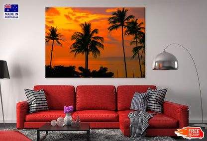 Palm Trees Near Sea Sunset View Photograph Print 100% Australian Made