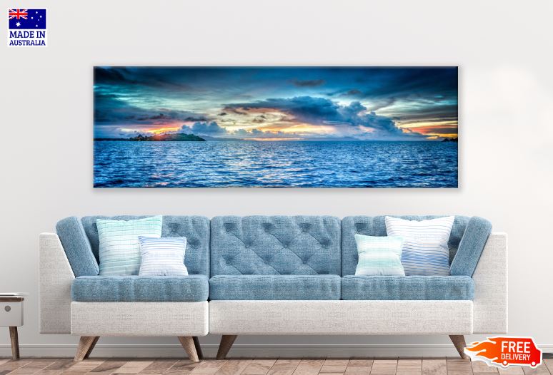 Panoramic Canvas Sea Sunset Scenery Photograph High Quality 100% Australian Made Wall Canvas Print Ready to Hang