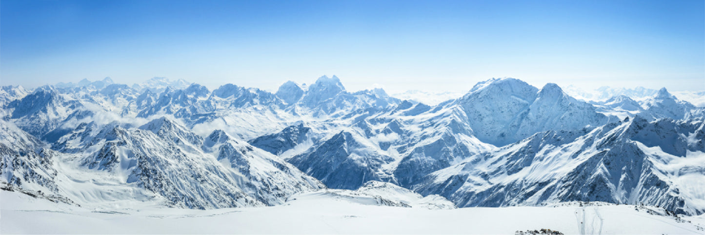 Panoramic Canvas Snow Capped Mountains Photograph High Quality 100% Australian Made Wall Canvas Print Ready to Hang