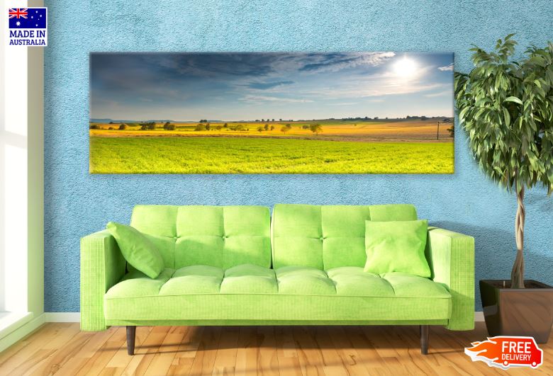 Panoramic Canvas Green Meadow Photograph High Quality 100% Australian Made Wall Canvas Print Ready to Hang