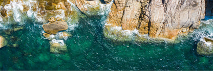 Panoramic Canvas Sea & Cliff Aerial View Photograph High Quality 100% Australian Made Wall Canvas Print Ready to Hang