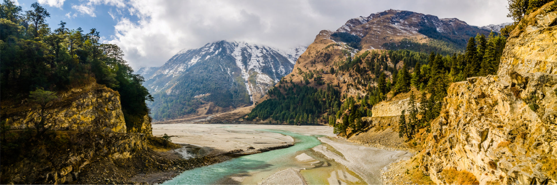 Panoramic Canvas Water Stream in Mountains Photograph High Quality 100% Australian Made Wall Canvas Print Ready to Hang