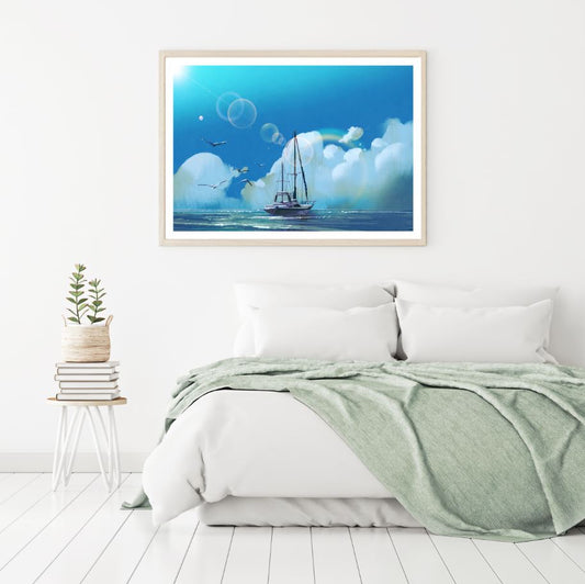 Boat on Sea Oil Painting Home Decor Premium Quality Poster Print Choose Your Sizes