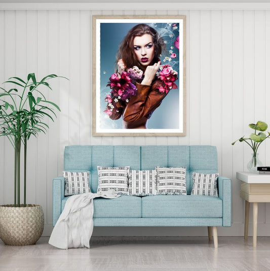 Girl with Flowers Photograph Home Decor Premium Quality Poster Print Choose Your Sizes