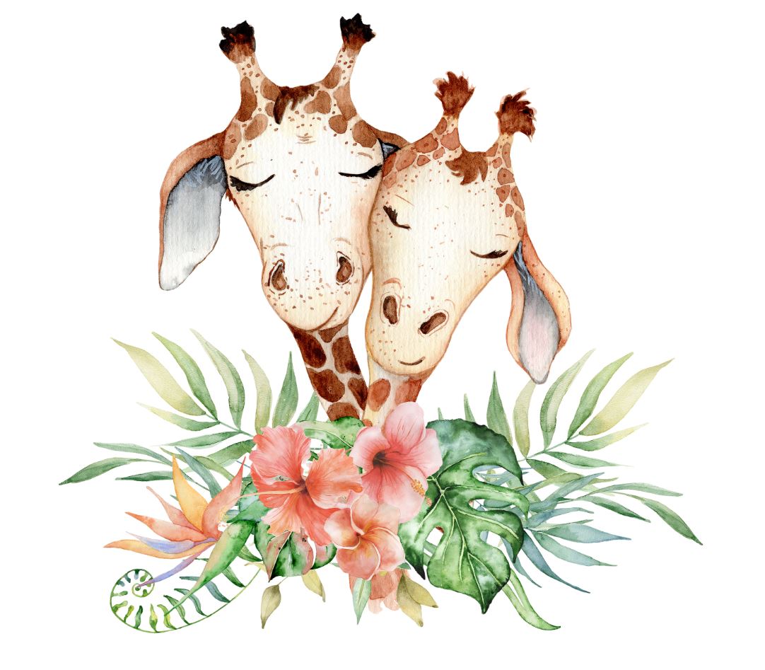 Square Canvas Giraffe Portrait Watercolor Painting High Quality Print 100% Australian Made