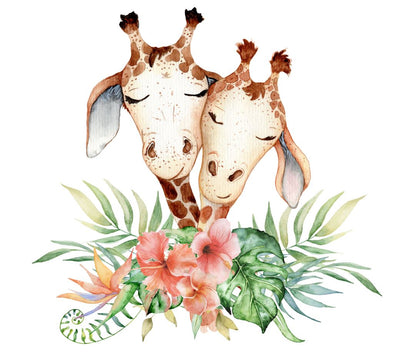 Square Canvas Giraffe Portrait Watercolor Painting High Quality Print 100% Australian Made