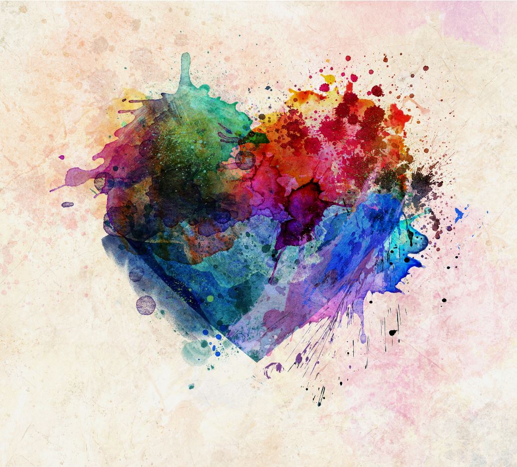 Square Canvas Watercolor Heart Abstract Painting High Quality Print 100% Australian Made