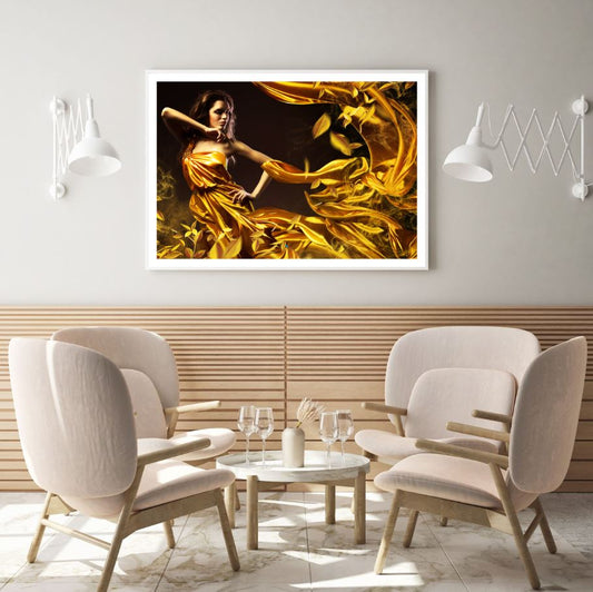 Girl with Golden Abstract Design Home Decor Premium Quality Poster Print Choose Your Sizes