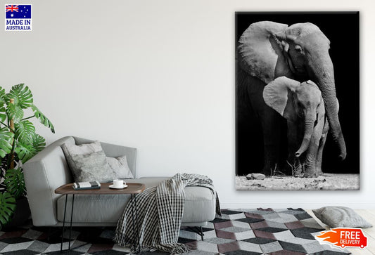 Elephant & Baby B&W Photograph Print 100% Australian Made