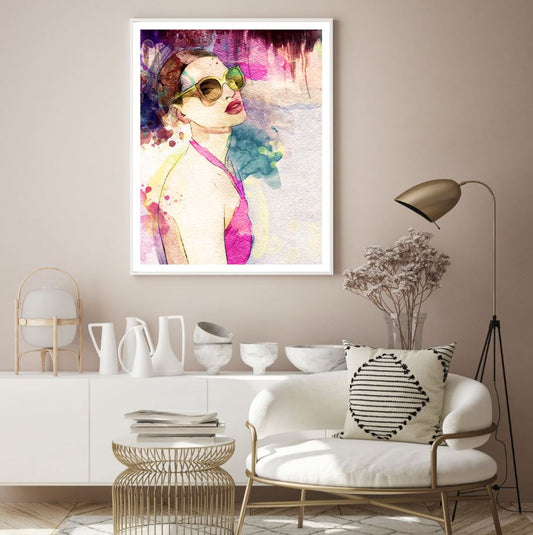 Girl Watercolor Painting Home Decor Premium Quality Poster Print Choose Your Sizes